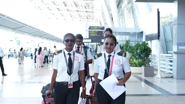 Two aviation students at the airport