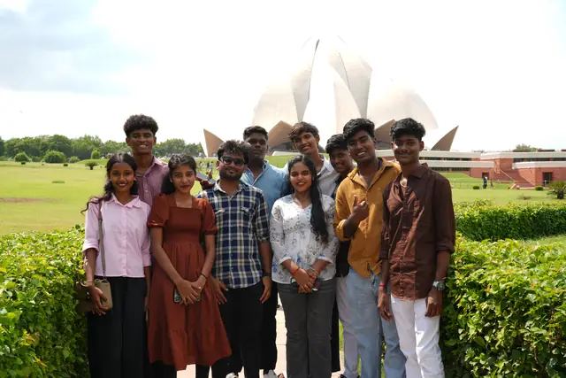 Students at the Lotus Temple, New Delhi